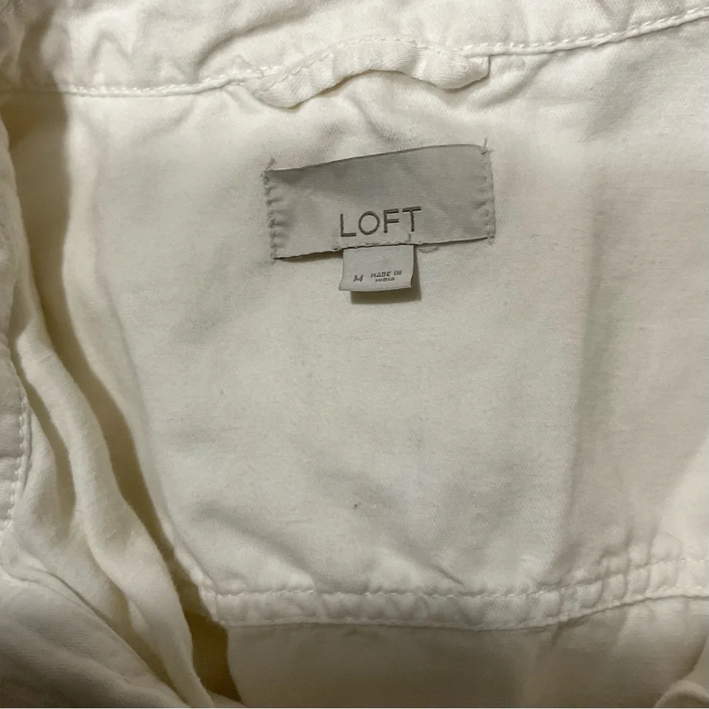 LOFT Cream Shirt Jacket with Button Details, Size Medium